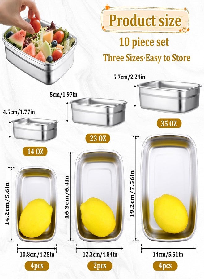 Bruislard 10 Pcs 304 Stainless Steel Food Storage Containers with Proof & Airtight Lids, Reusable Meal Prep Containers, Lunch Boxes, Kimchi, ContainersOven/Dishwsher/Freezer Safe - Image 2